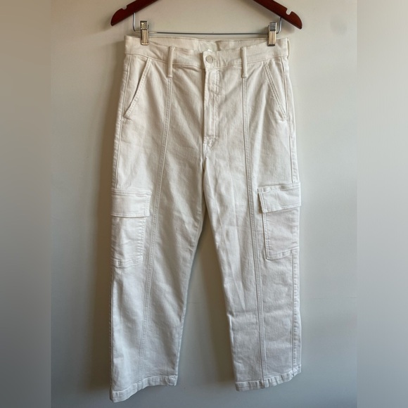 NEW MOTHER Women's The Rambler Cargo Ankle Jeans, Size 30 in Cream Puff - Picture 4 of 12